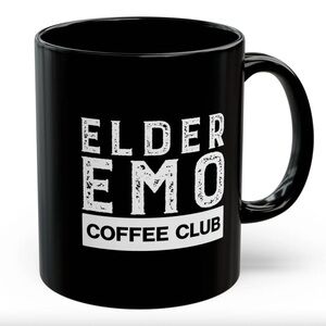 ELDER EMO / Coffee Club / Black Mug / 11 oz / Home Decor Whimsygoth Office Rock